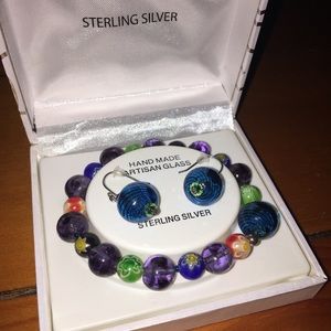 Handmade Artisan Glass Bracelet & Earrings